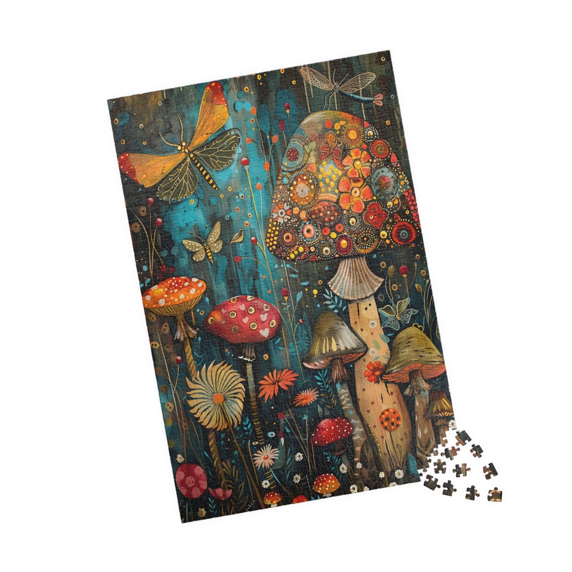 Enchanted Fantasy Mushroom Garden With Dragonflies Art Poster - Image 4