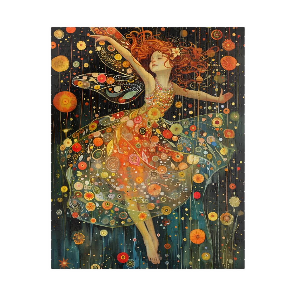 Moonlit Fairy Girl Dancing in a Floral Dream Dress Night Scene Poster - Image 5