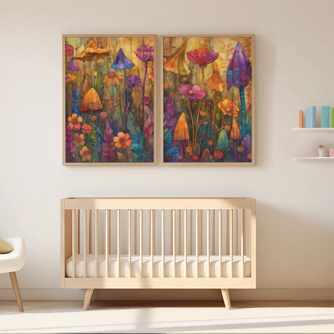 Whimsical Watercolor Garden of Tall Colorful Wildflowers Art Print - Image 3