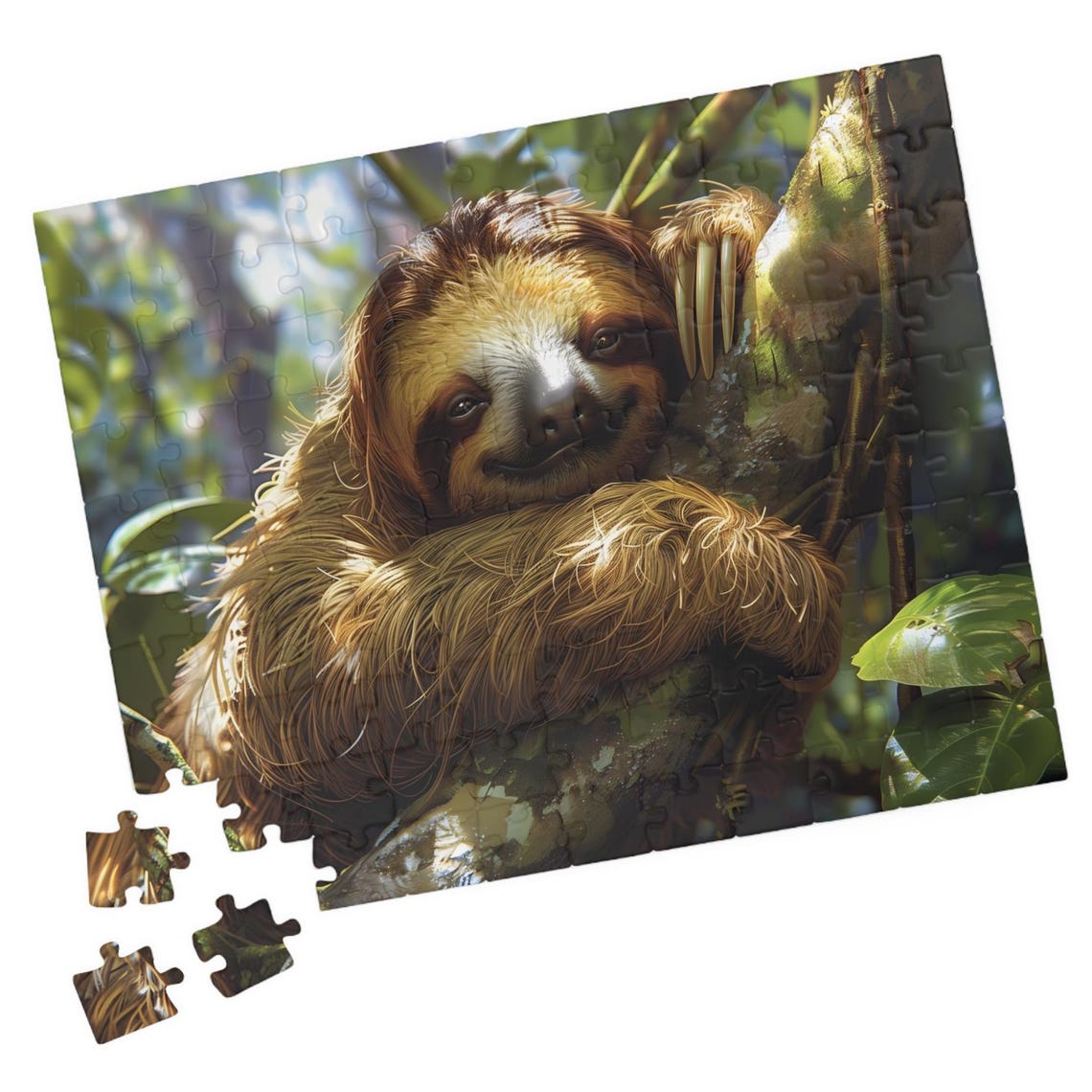 Cute Sloth Resting on Tree Branch Jungle Wildlife Photo Poster