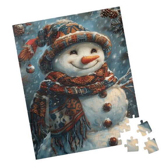 Jolly Holiday Snowman Jigsaw Puzzle Great Gift For Holidays Birthdays Get Well And Nursing Homes Tech Free Family Fun Activity