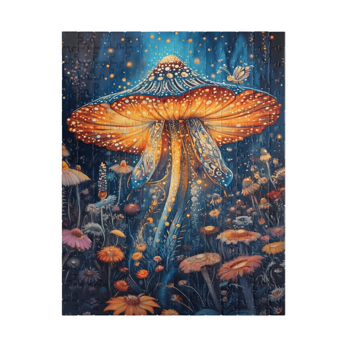 Glowing Mushroom in a Dark Forest with Fireflies Fantasy Art Poster - Image 5