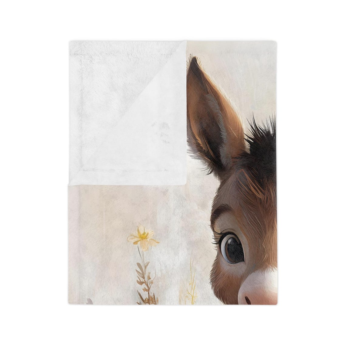 Adorable Baby Donkey Sitting in a Colorful Wildflower Meadow Poster - Image 3
