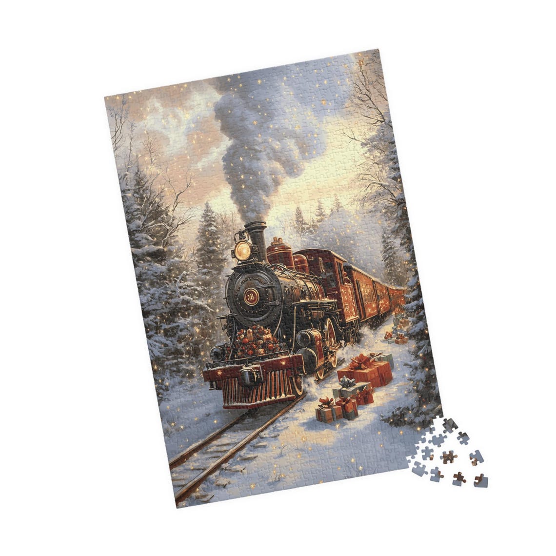 Magical Red Christmas Train Loaded With Gifts In Snow Poster - Image 4