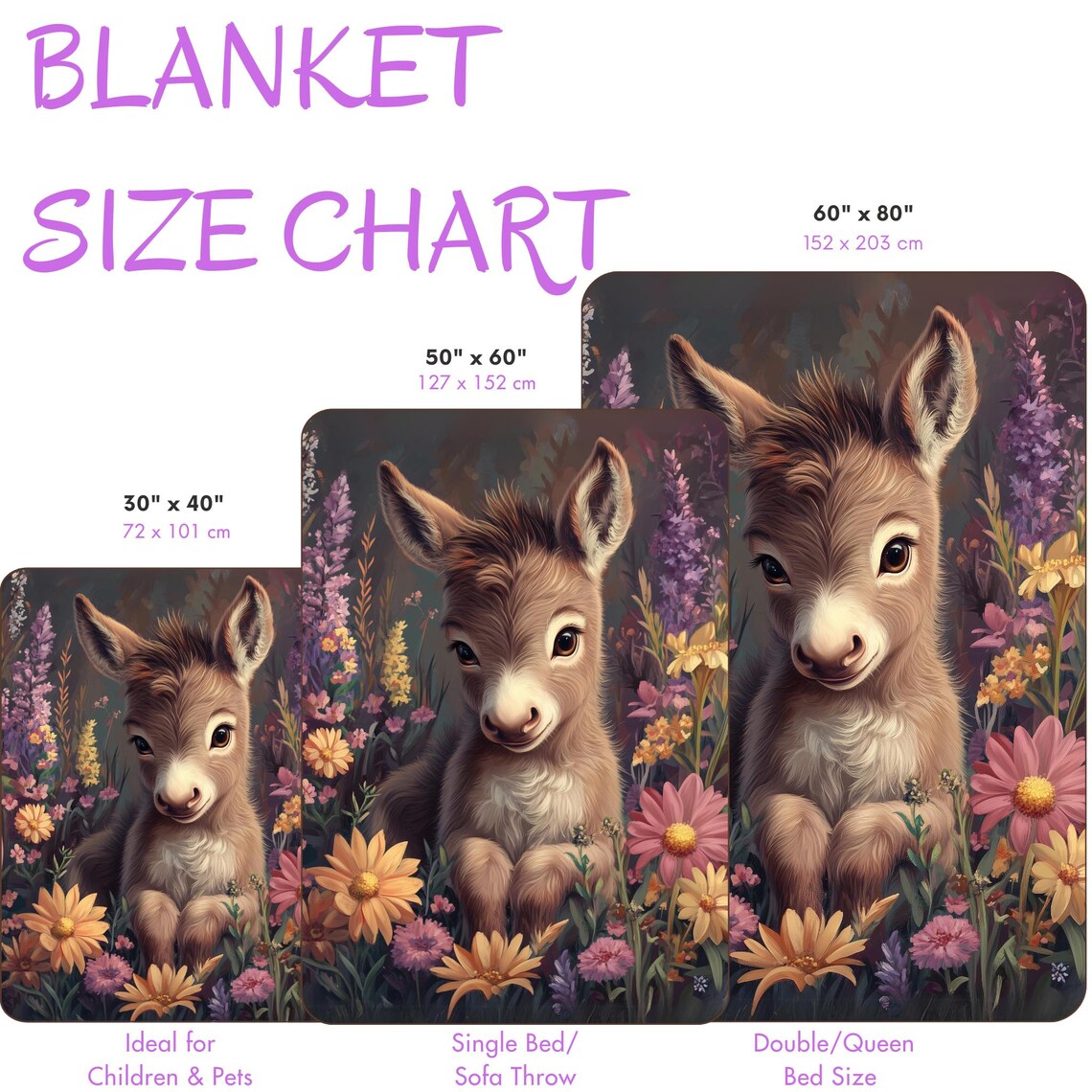 Adorable Baby Donkey Standing Among Colorful Wildflowers Poster - Image 4