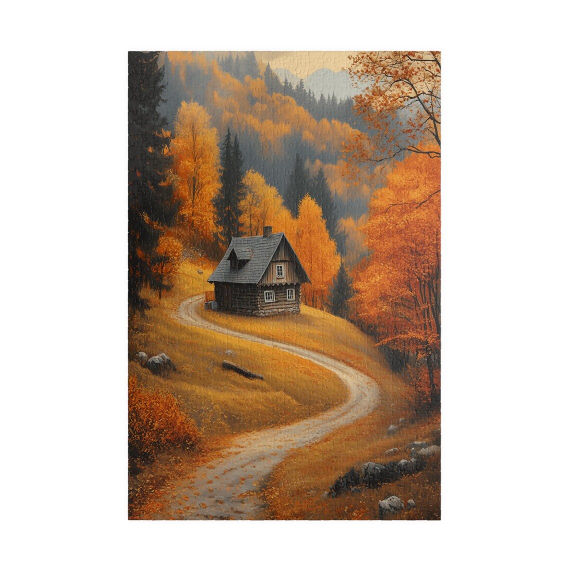 Cozy Autumn Cabin At The End Of A Winding Country Road Art Print - Image 3