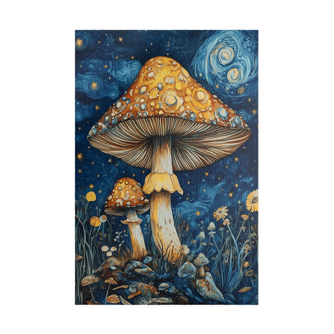 Magical Giant Mushrooms Under a Swirling Starry Night Poster - Image 4