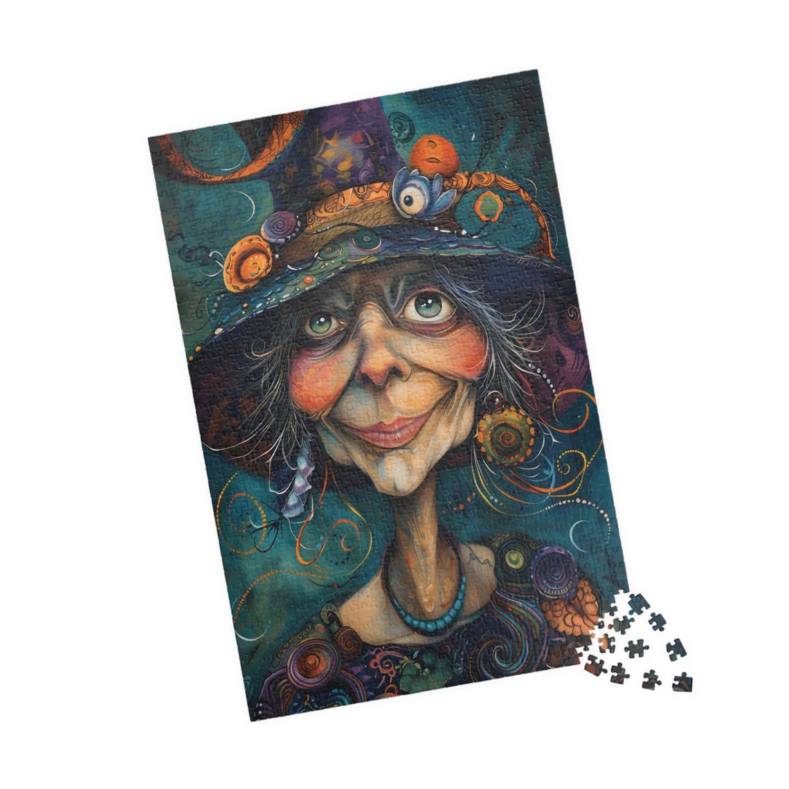 Silly Smiling Witch Helena in a Decorated Hat Portrait Poster - Image 4