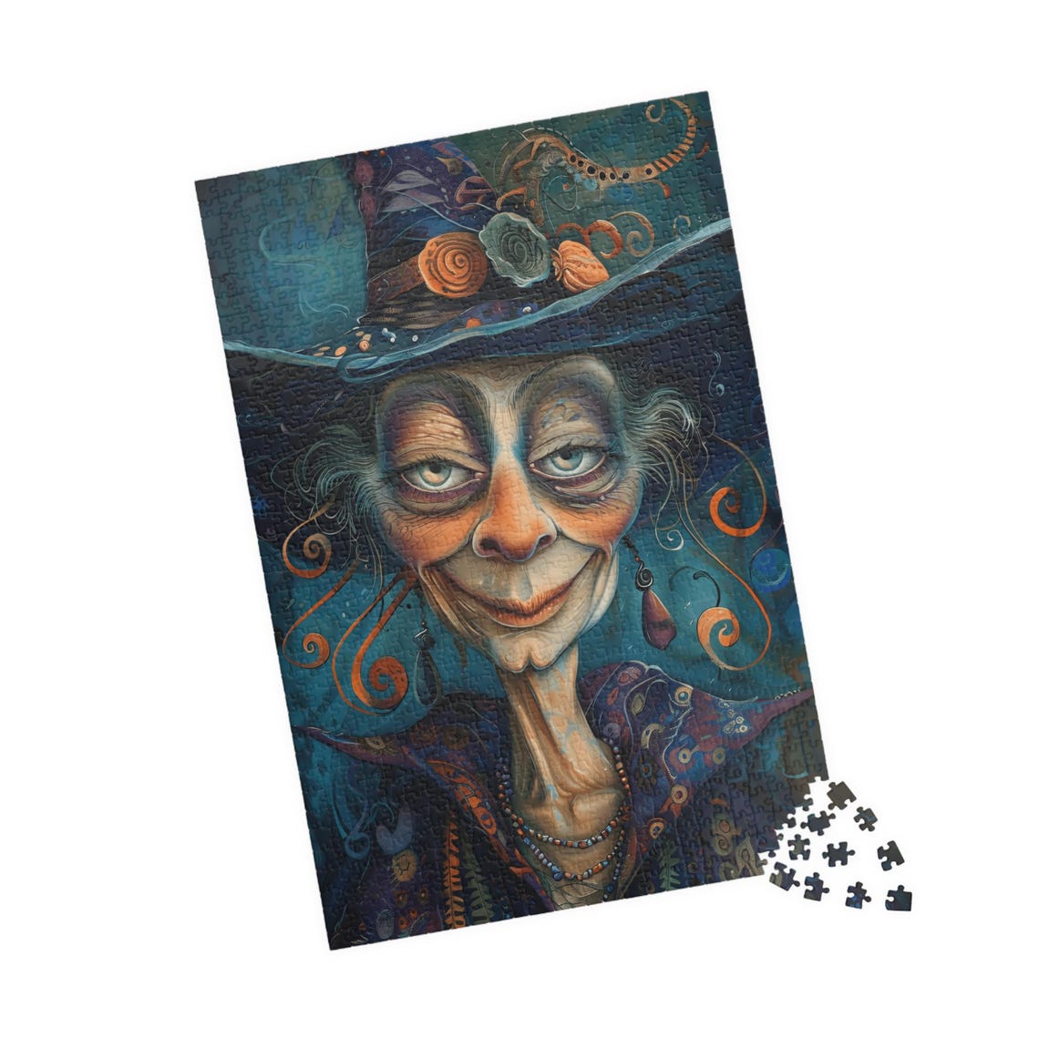 Silly Witch Phoebe in a Wide Decorated Hat Portrait Art Poster - Image 4