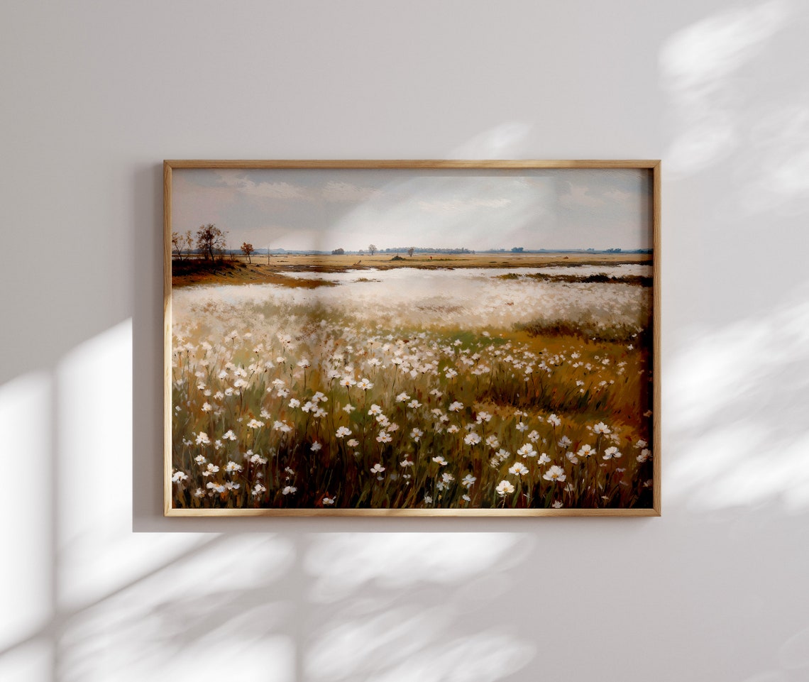 Vintage Wildflower Field Wall Art Field Of Flowers Art Flowers Wall Art Floral Painting Landscape Oil Painting - Image 2