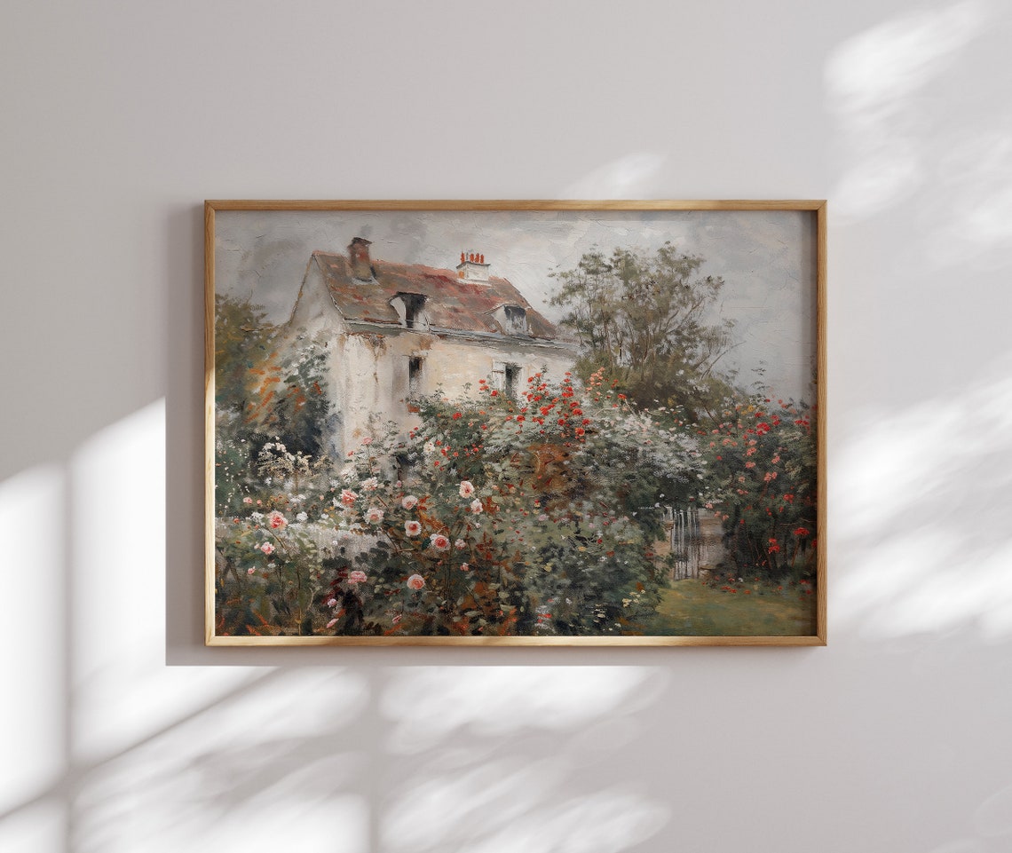 Cottage Oil Painting Flower Farmhouse Art Print Wildflower Cottage Oil Painting Cottagecore Painting - Image 2