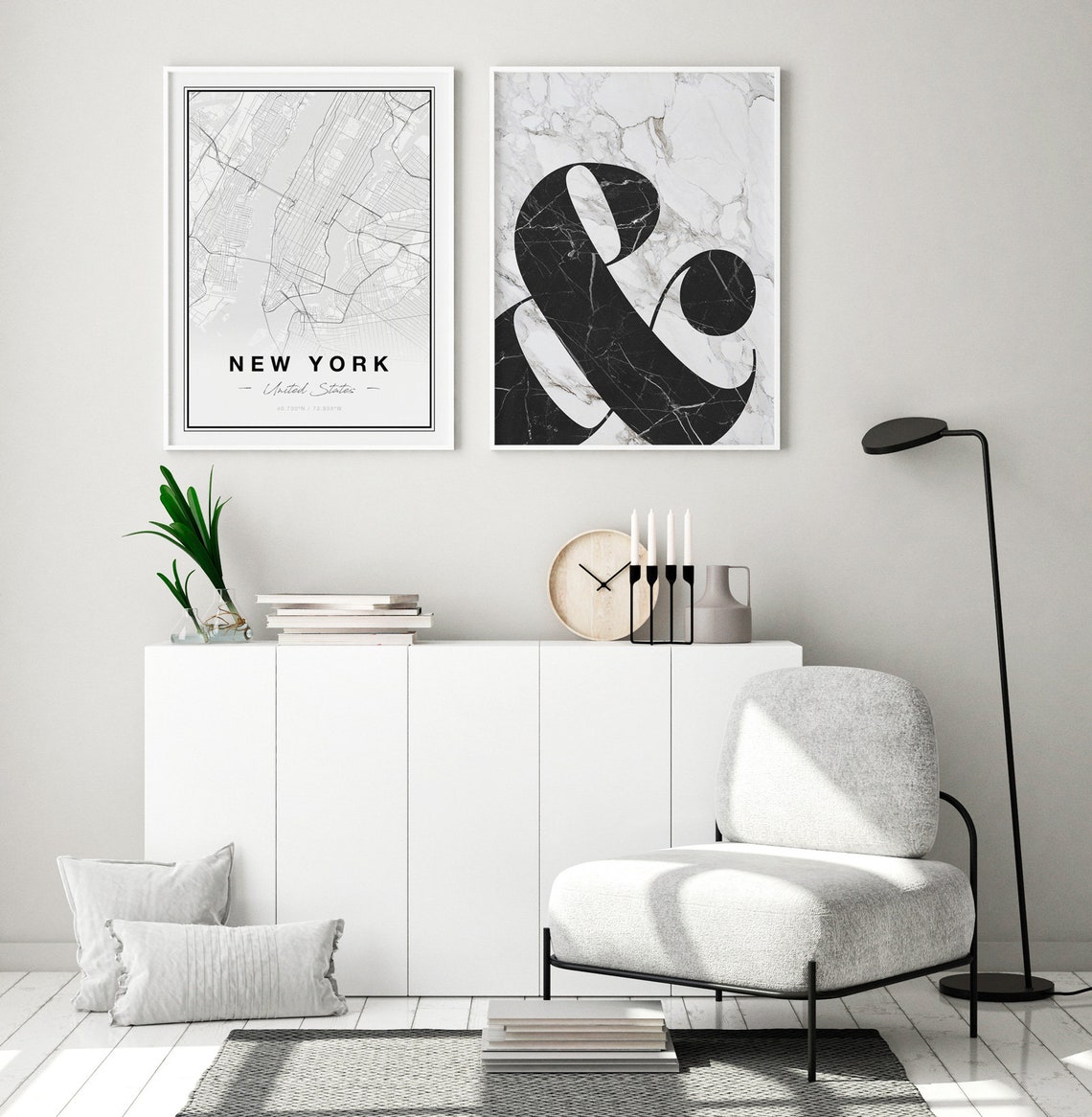 New York City Map Minimalist Black And White Modern Art Print - Image 2