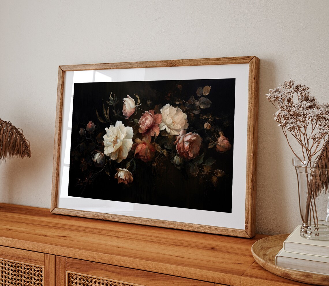 Vintage Botanical Flower Still Life, Rustic Print - Image 2