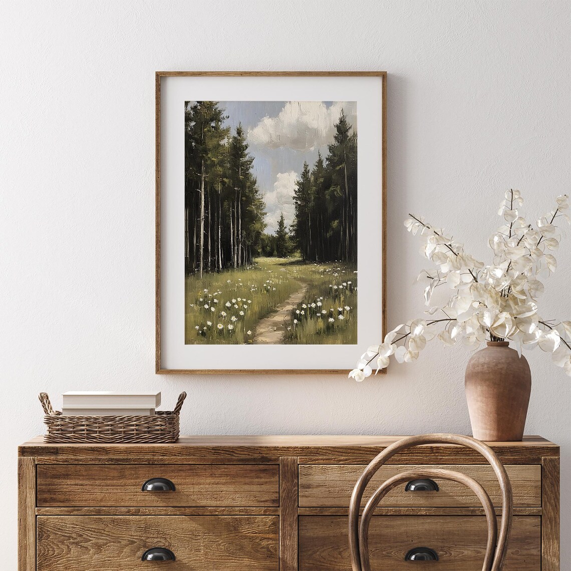 Vintage Spring Forest Path Landscape, Tranquil Nature Scene - Image 7