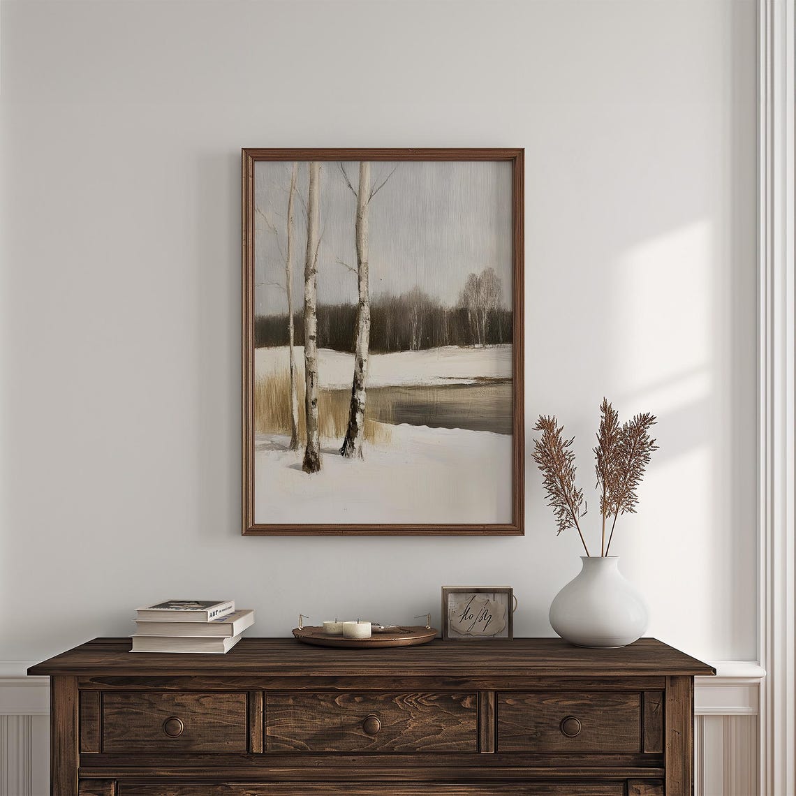Birch Trees In Snow Vintage Winter Forest Landscape Painting Poster - Image 7