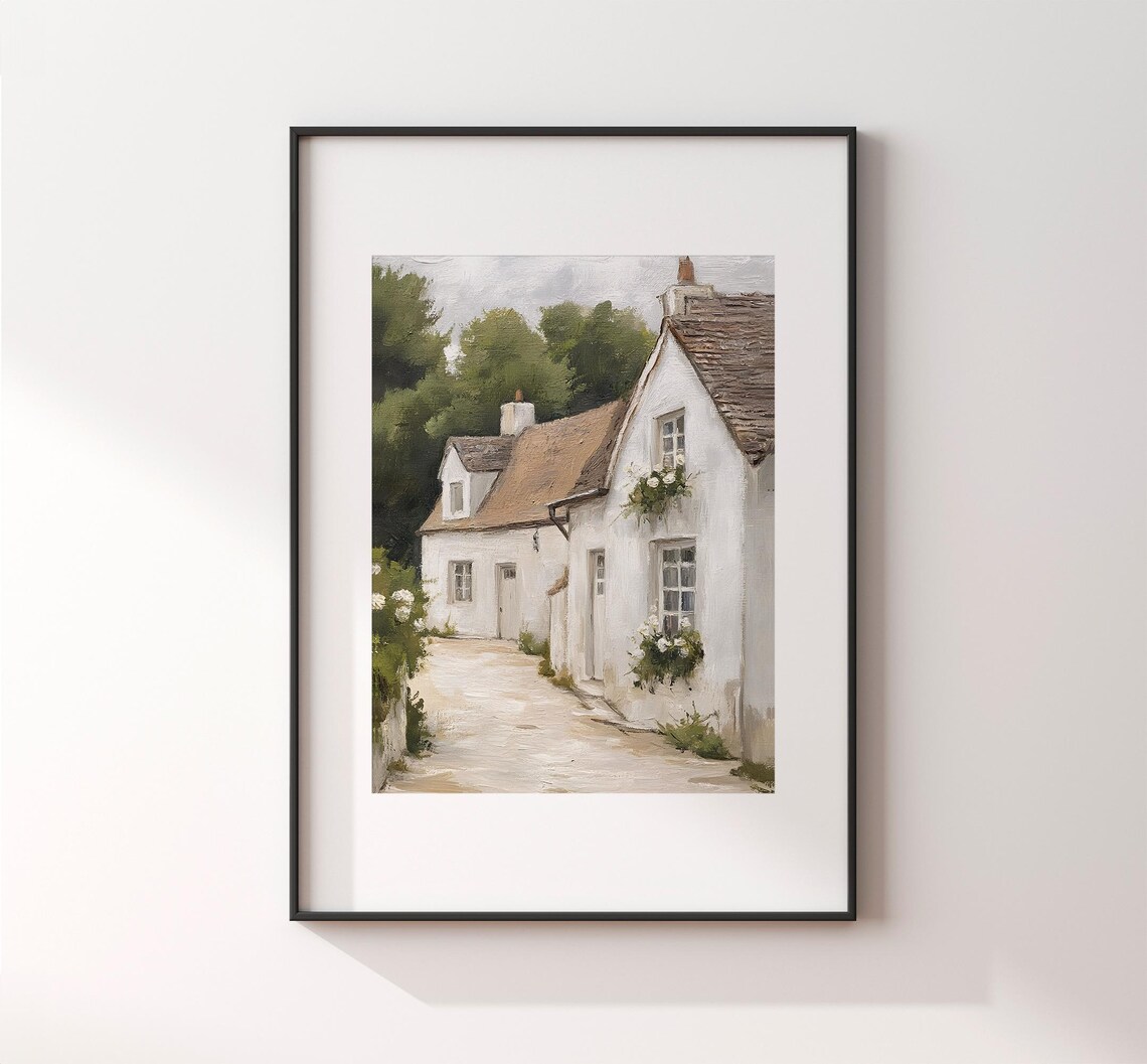 Vintage Rustic Cottage Painting, Country Home Art Print - Image 2