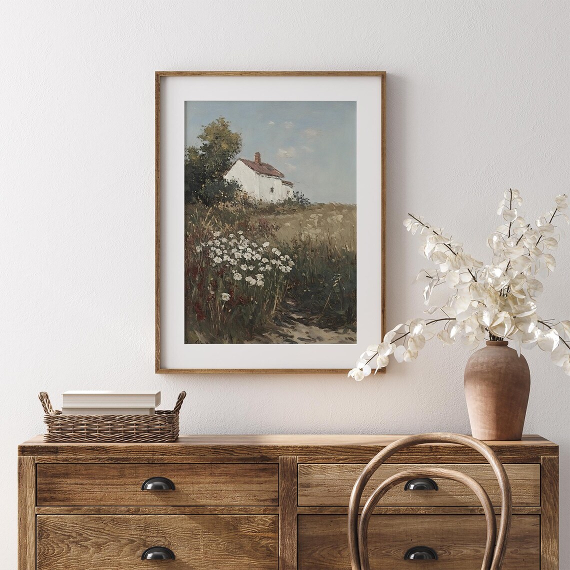 Vintage Rustic Cottage Painting, Moody Floral Garden Path - Image 7