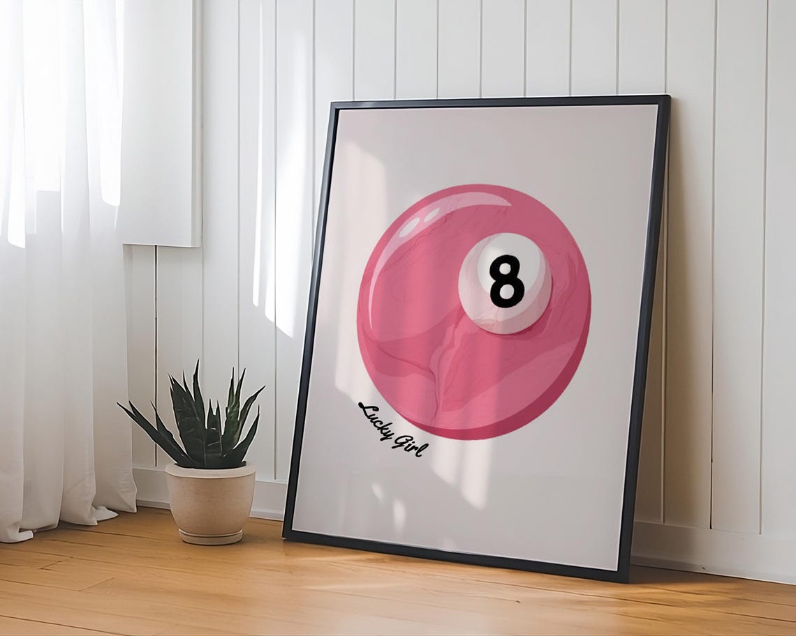 Feeling Lucky Red 8 Ball Maximalist Retro Style Game Room Poster - Image 4