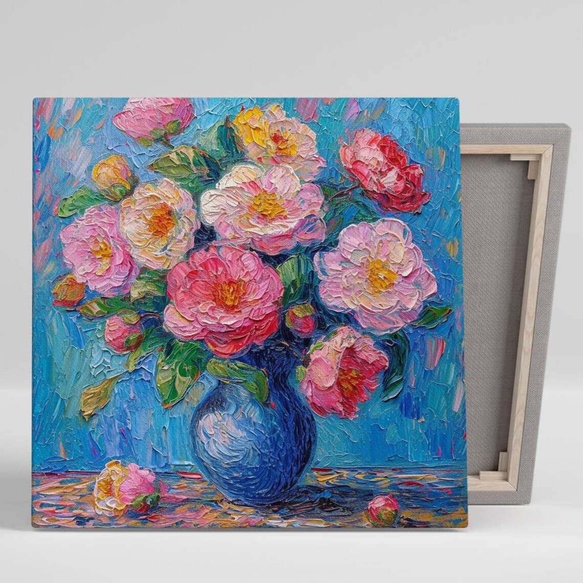 Peony Impressionist Floral Garden Wall Art Print