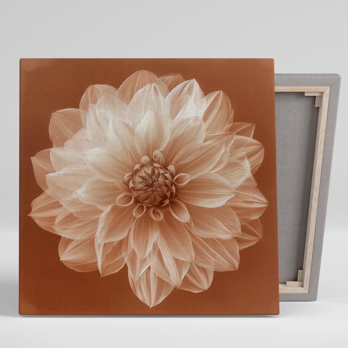 Cream Dahlia Sepia Petals Rust Background Soft Elegant Floral Poster