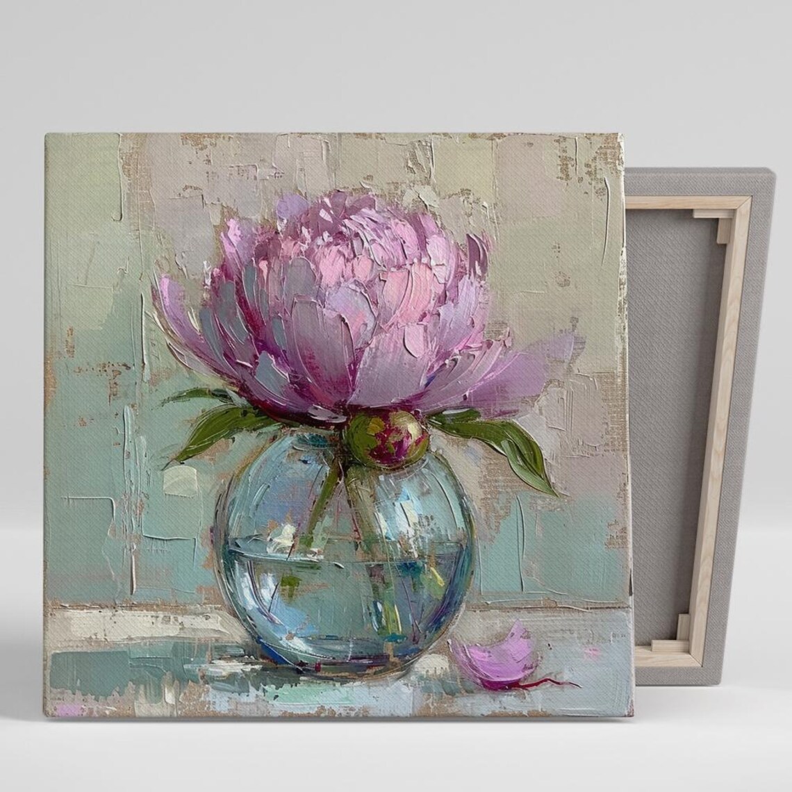 Peony Floral Contemporary Wall Art Print, Living Room