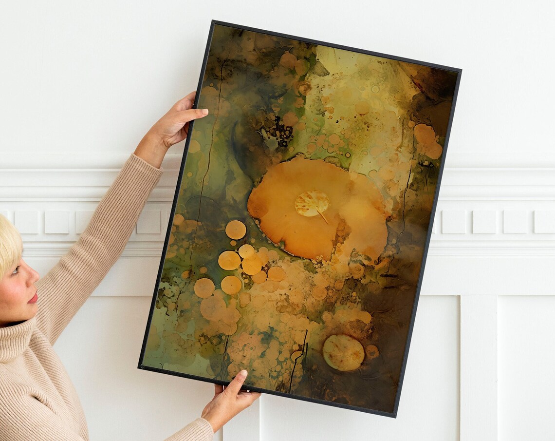 Warm Amber Fall Abstract Modern Neutral Moody Organic Wall Art - Image 3