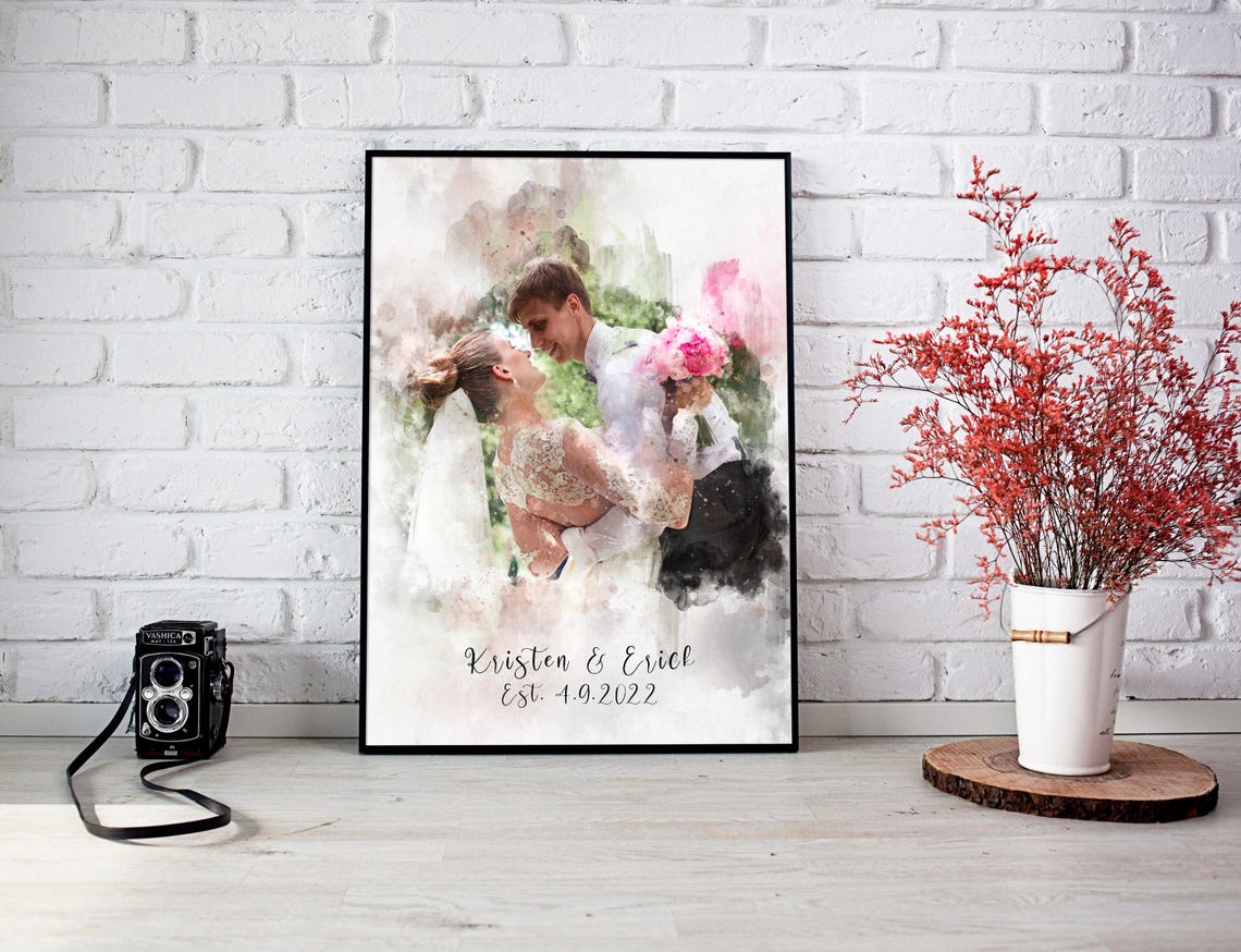 Jennifer and Arctic 3rd Anniversary Wedding Watercolor Poster - Image 3