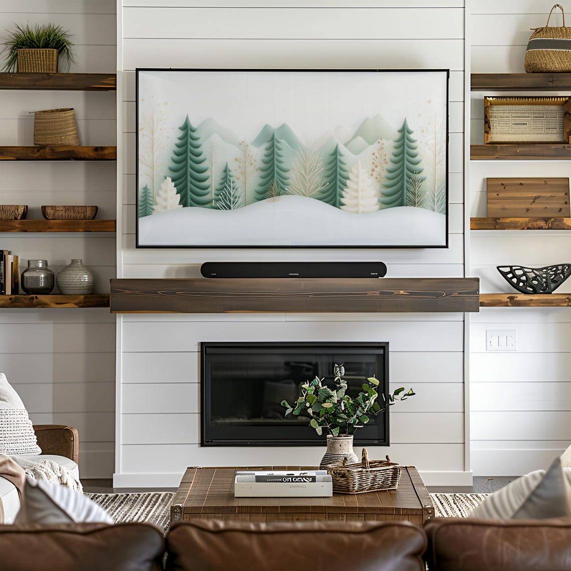 Snowy Winter Forest Landscape Frame TV Art Pine Trees Snow Poster - Image 2