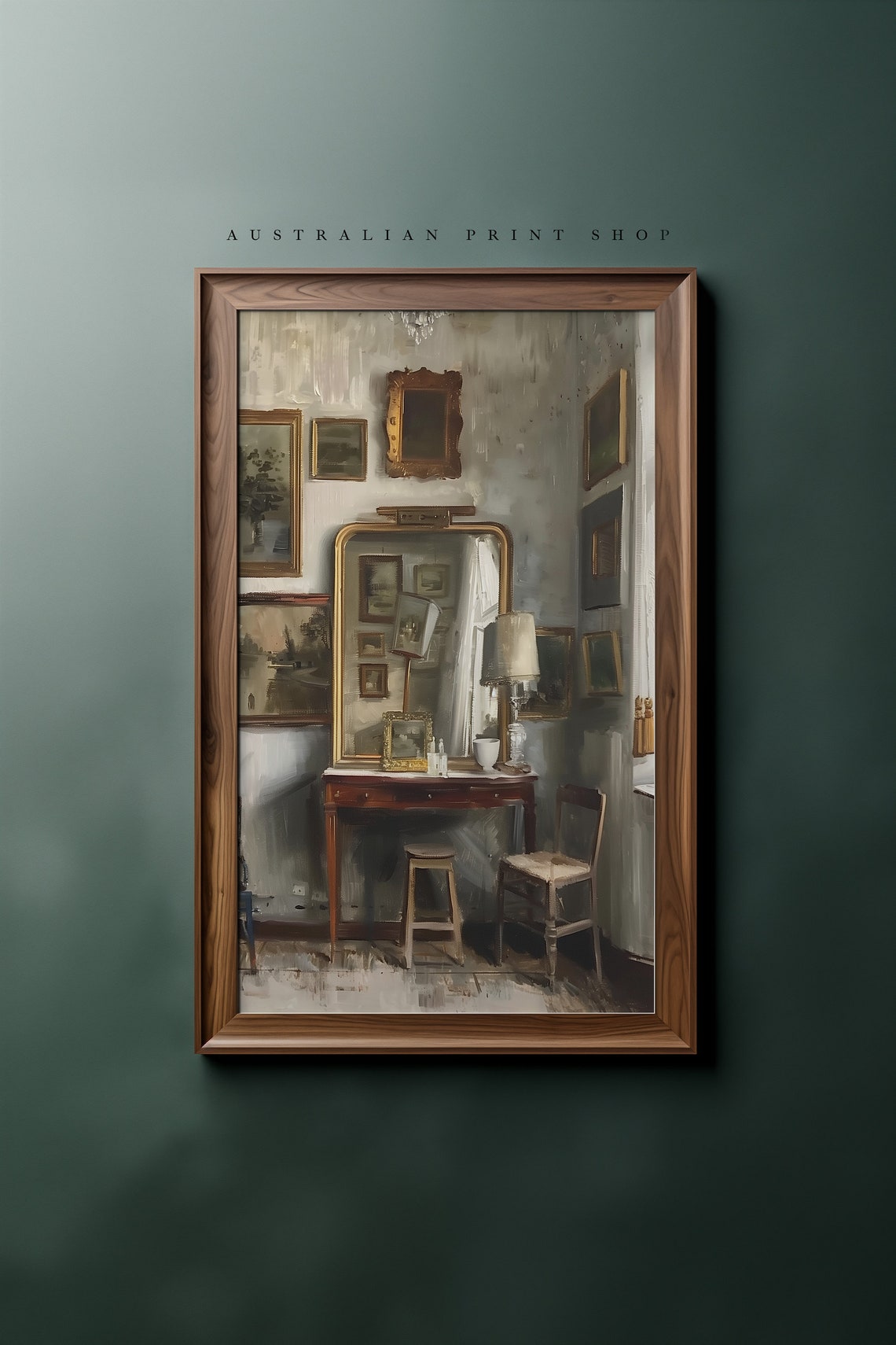 Vintage Moody Still Life Neutral Interior Decor Dresser Art Oil Painting Print Wall Art - Image 4