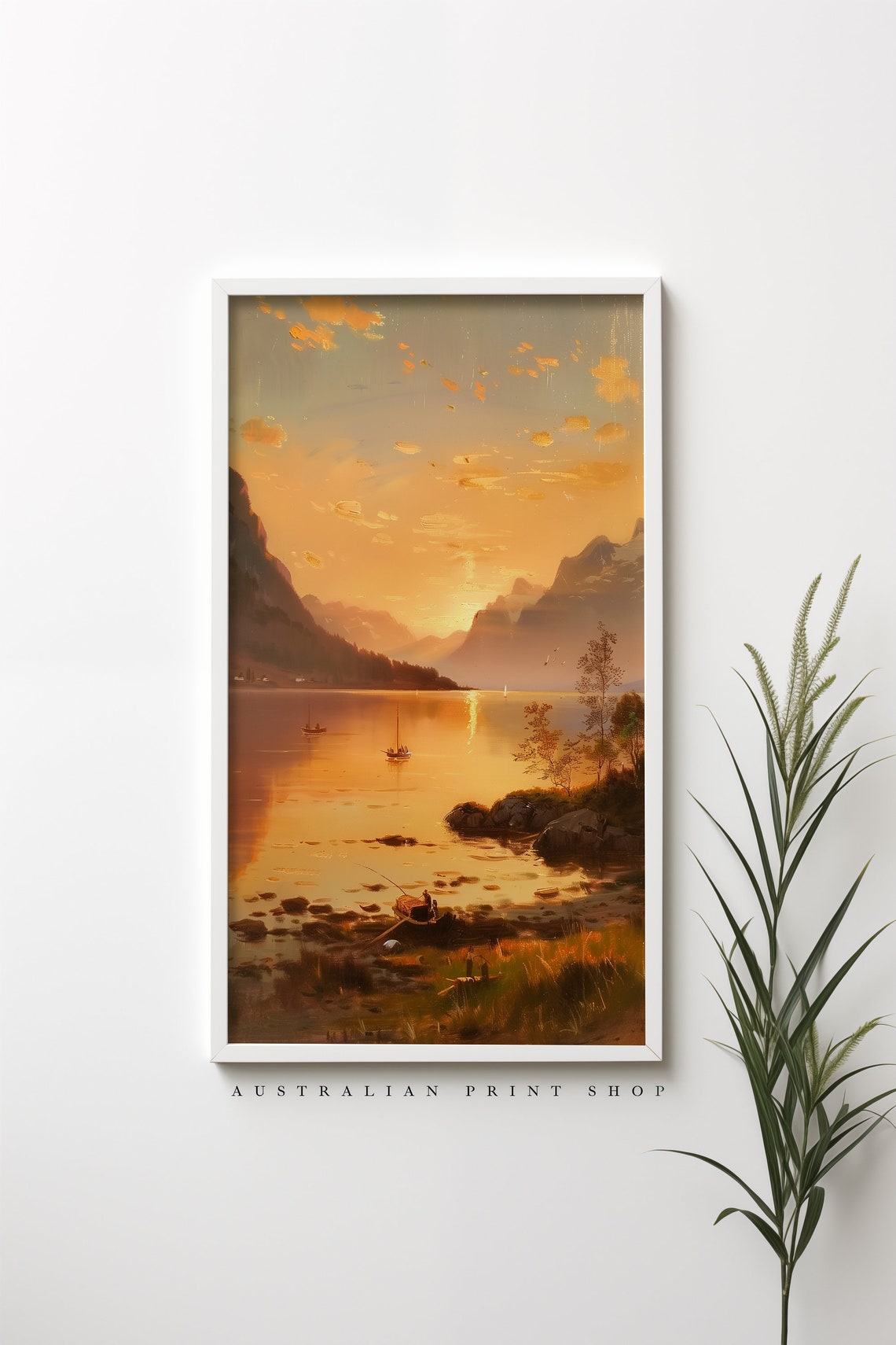 Sunset Lake Print Oil Painting Captivating Sunset Art Cottage Decor Poster Farmhouse Wall Art Lake Art - Image 6