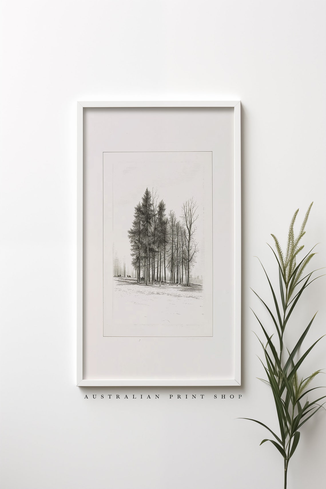 Minimalist Tree Sketch Print Vintage Tree Etching Art Neutral Line Drawing Art Fine Line Art Neutral Sketch - Image 3