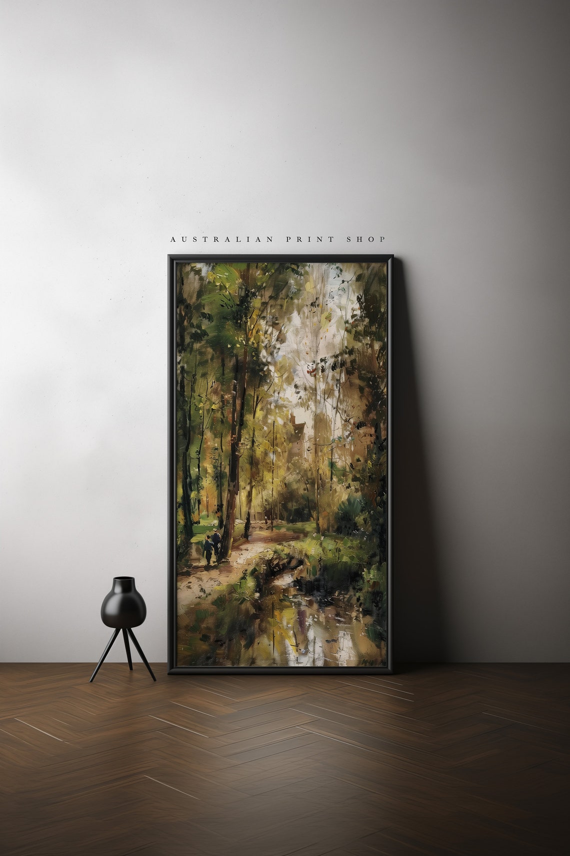 Vintage Countryside Stream Landscape Oil Painting Print Rustic Farmhouse Decor Summer Art Country Oil Print - Image 3