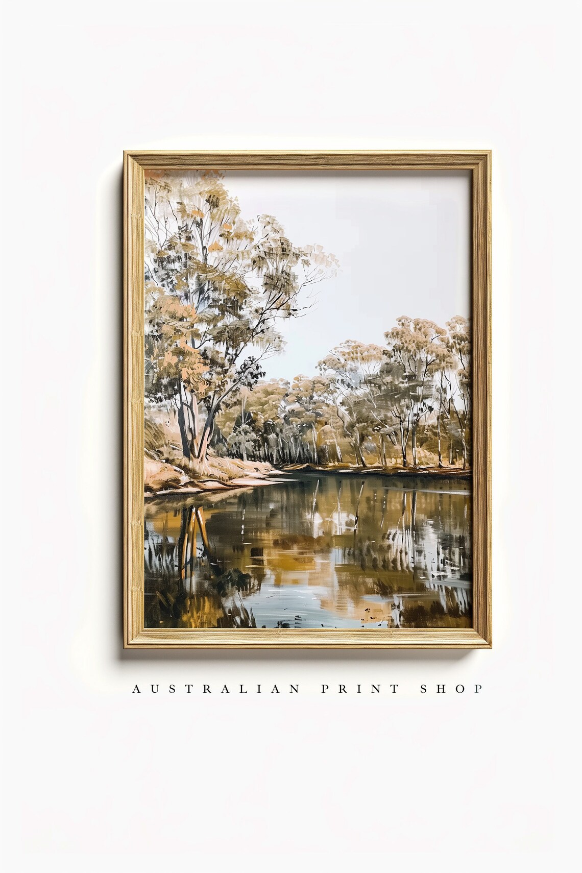 Murray River Riverbanks Travel Poster, Gum Trees
