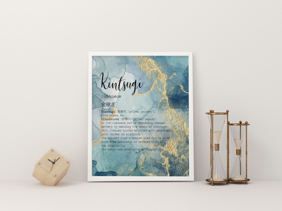 Kintsugi Dictionary Definition Print, Japanese Typography