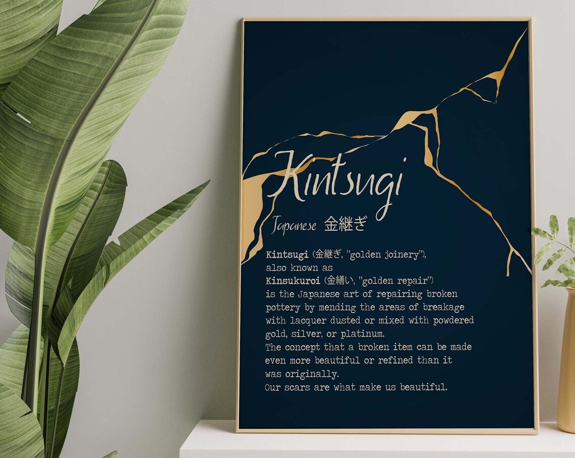 Kintsugi Meaning Poster, Japanese Definition Print