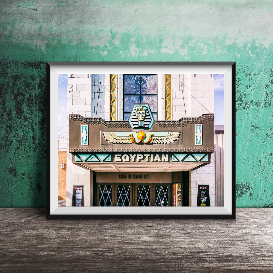 Egyptian Theatre Art Deco Marquee 135 N 2nd St Dekalb Poster