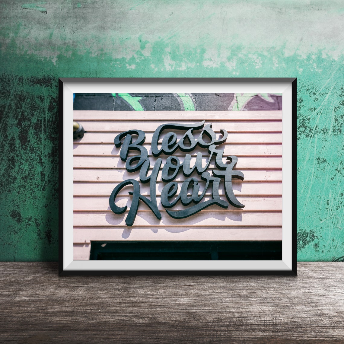 Bless Your Heart Script Wall Sign Pink Wood Southern Saying Poster