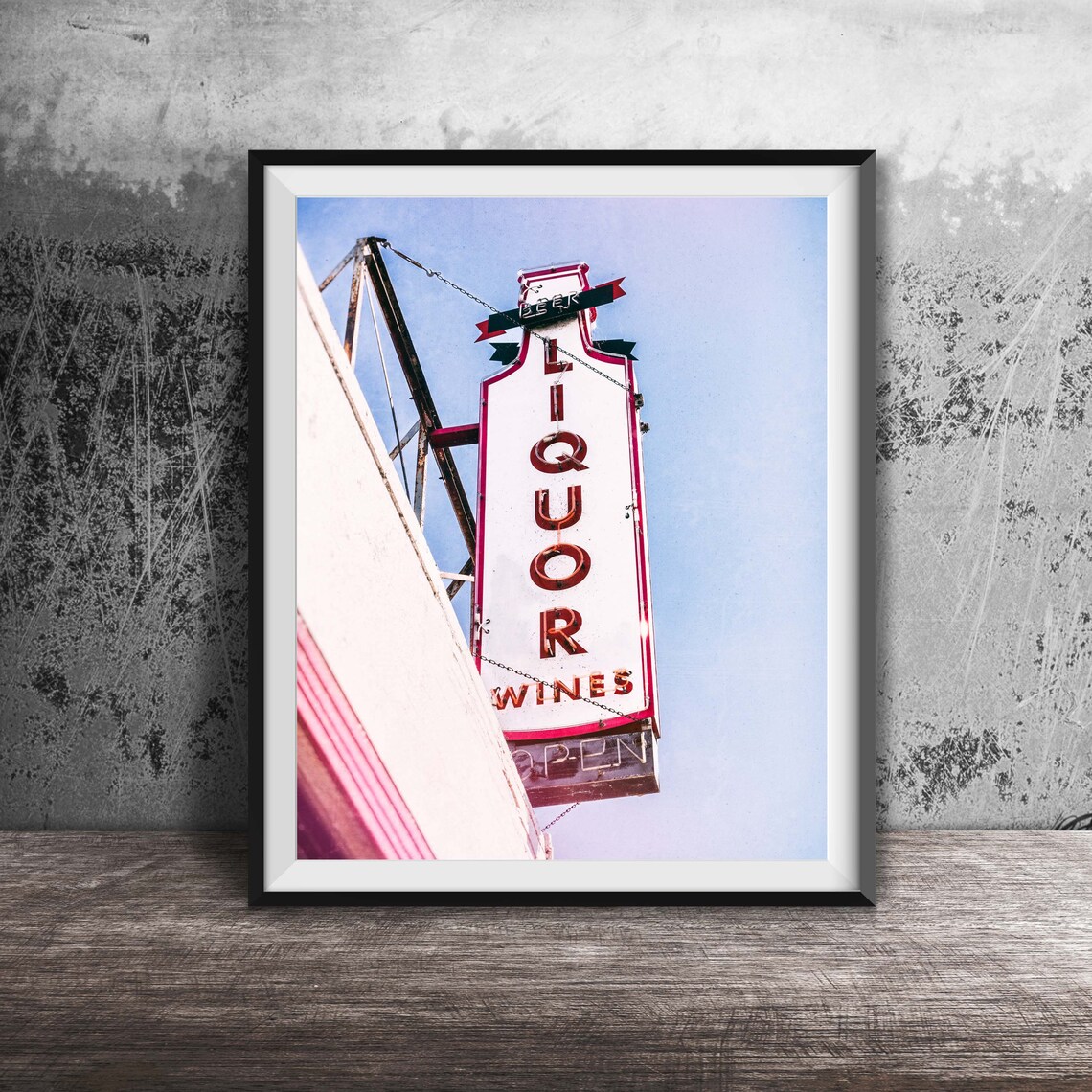 Vintage Liquor Wines Beer Bottle Shaped Neon Bar Sign Poster