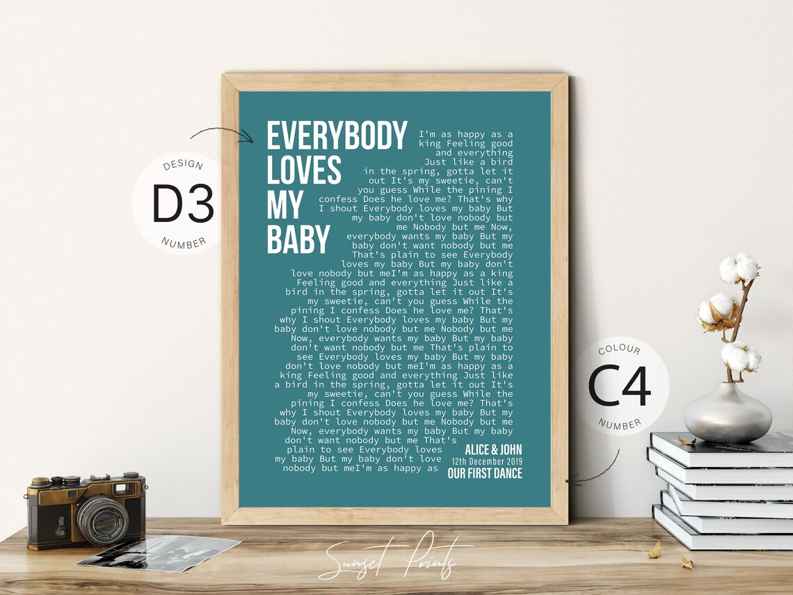 Personalized Song Lyrics Wedding Memory Art Print - Image 2