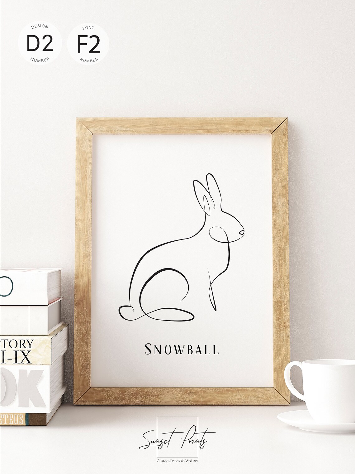 Two Bunnies One Line Art Custom Rabbit Names Minimalist Pet Lover Poster - Image 2