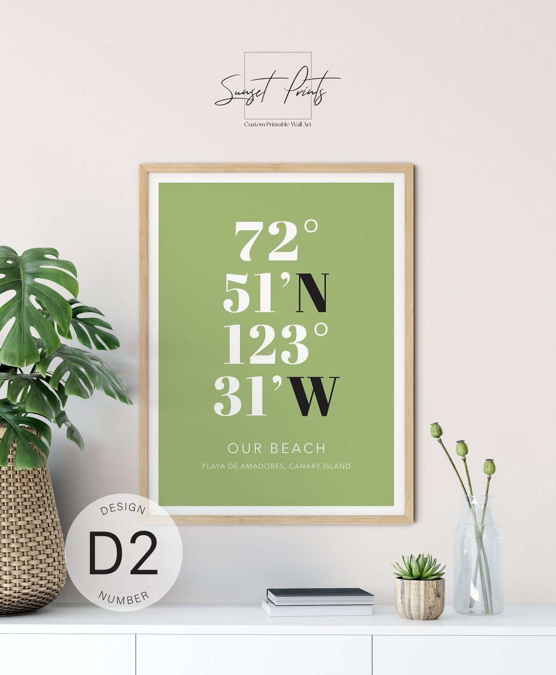 Custom GPS Coordinates Teal Poster Personalized Beach Location Anniversary Gift - Image 4