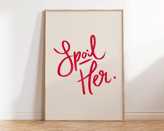 Spoil Her Girly Wall Art Hot Girl Print Retro Apartment Decor Trendy Gallery It Dorm Preppy Bedroom Pink Typography