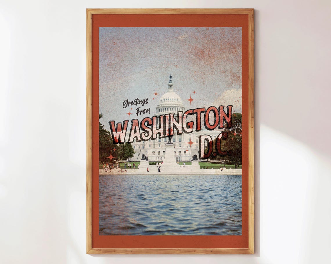 Vintage Greetings From Washington DC US Capitol Travel Poster