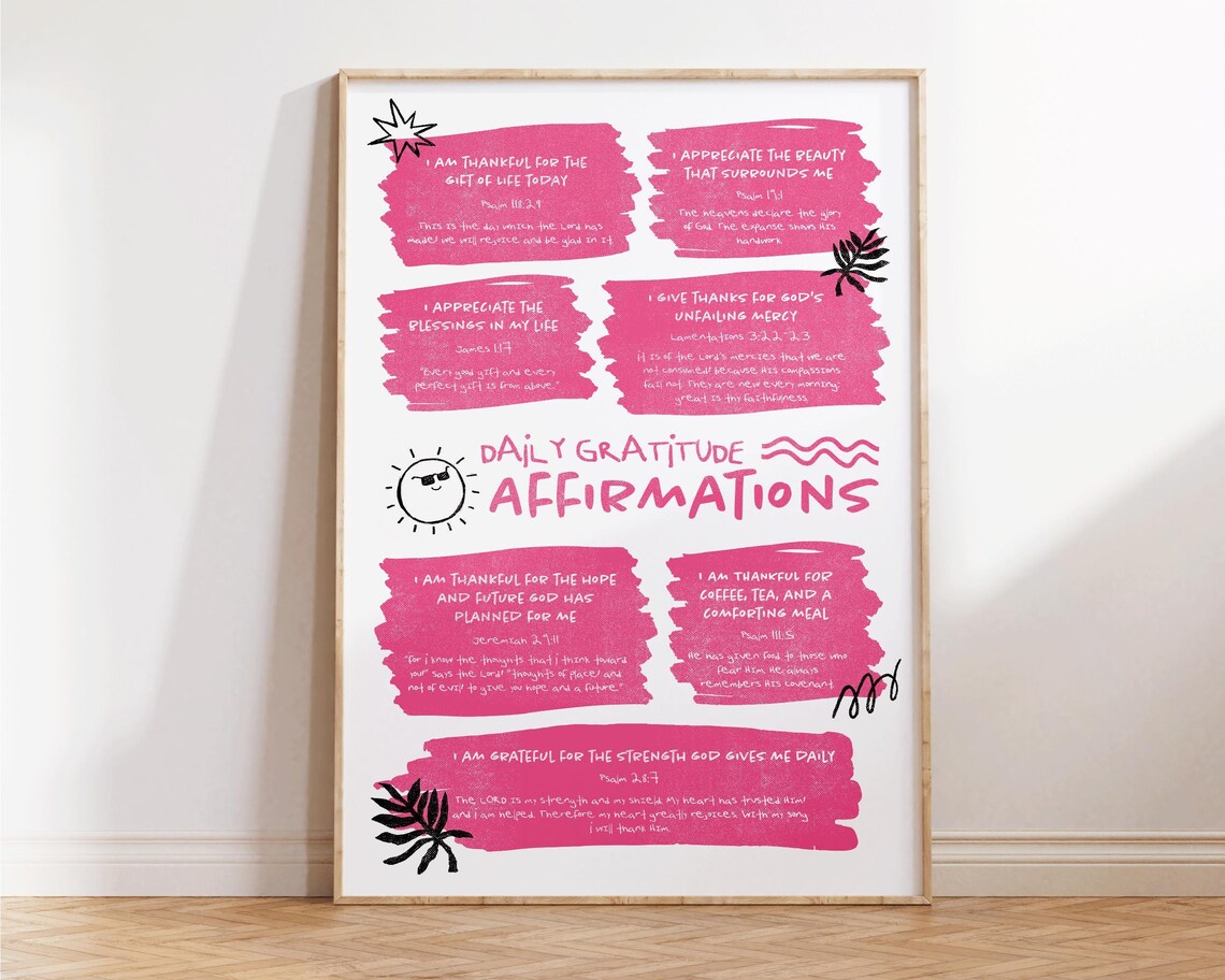 Christian Gratitude Print Wall Art Motivational Quotes Minimalist Bible Verse Decor Gift