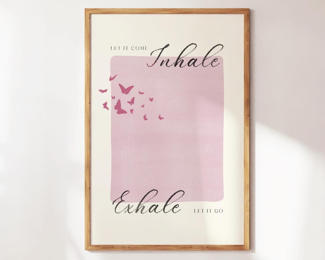 Inhale Exhale Prin Yoga Pilates Wall Art Studio Decor Gift For Lovers Teachers Mindfulness