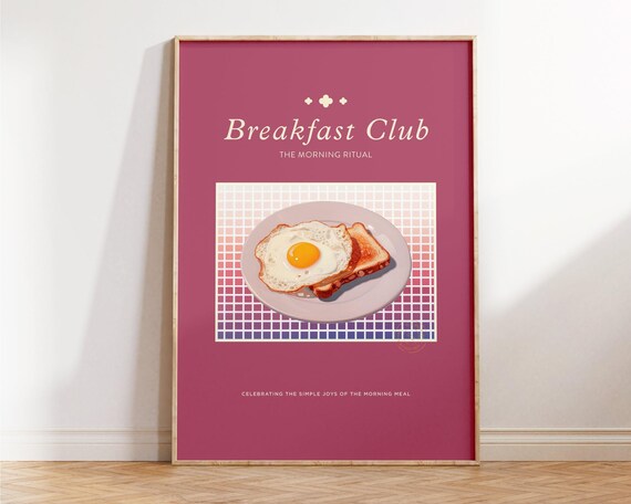 Breakfast Club Fried Egg Retro Morning Ritual Brunch Kitchen Wall Poster