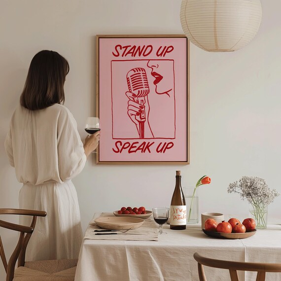 Stand Up Speak Feminist Art Girl Power Equality Poster Empowerment Girly Wall Retro Apartment Decor It Dorm Gift