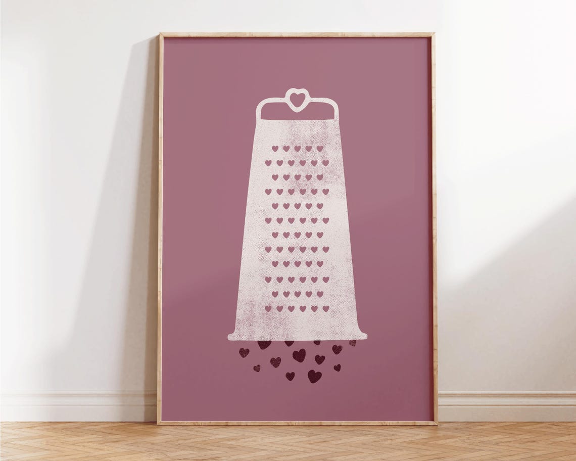Grating Love Cheese Grater Hearts Mauve Valentine Gift Decor Poster