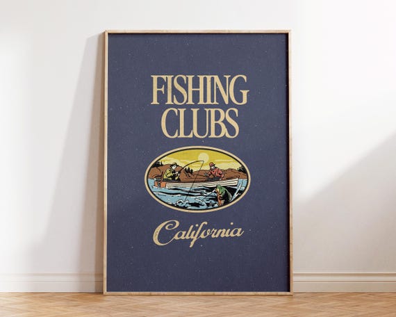 Fishing Club Poster Retro Fisherman Wall Art Gift For Or Enthusiast Vintage