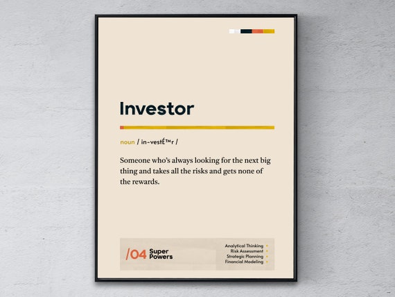 Investor Definition Poster Funny Modern Office Gift Capitalist Coworker Wall Art Financier Graduation Print